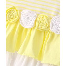 Babyhug Cotton Knit Cap Sleeves Frilled Layered Frock with Floral Corsage - Yellow