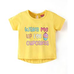 Babyhug Half Sleeves T-Shirt & Night Suit With Text & Cake Print - Yellow & White