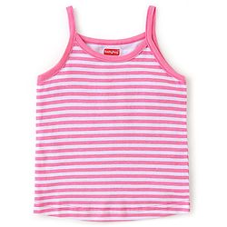 Babyhug 100% Cotton Knit Sleeveless Slips Stripes & Heart Print Pack of 3 - Purple Pink & Blue