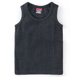 Babyhug Cotton Pull Over Sleeveless Solid Thermal Vest- Dark Grey