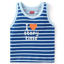 Babyhug Single Jersey Sleeveless Sando Stripes & Caterpillar Print Pack of 3 - Orange & Blue