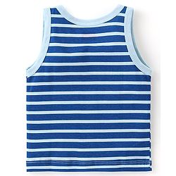 Babyhug Single Jersey Sleeveless Sando Stripes & Caterpillar Print Pack of 3 - Orange & Blue