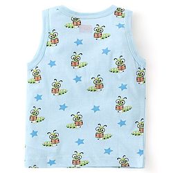 Babyhug Single Jersey Sleeveless Sando Stripes & Caterpillar Print Pack of 3 - Orange & Blue