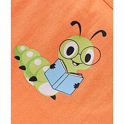 Babyhug Single Jersey Sleeveless Sando Stripes & Caterpillar Print Pack of 3 - Orange & Blue