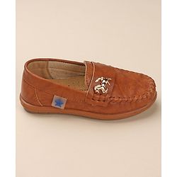 Cute Walk by Babyhug Slip On Solid Formal & Partywear Shoes with Horse Applique - Camel Brown