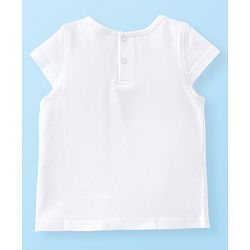 Babyhug Single Jersey Knit Dungaree Set With Porcupine Printed Half Sleeves Tee - White & Pink