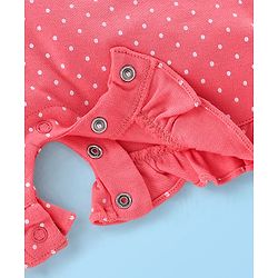 Babyhug Single Jersey Knit Dungaree Set With Porcupine Printed Half Sleeves Tee - White & Pink