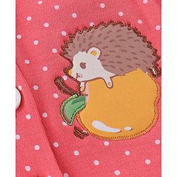 Babyhug Single Jersey Knit Dungaree Set With Porcupine Printed Half Sleeves Tee - White & Pink