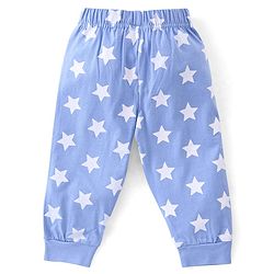Babyhug Cotton Full Sleeves Night Suit Dino & Stars Print- Blue