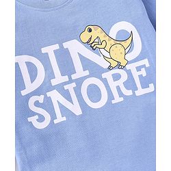 Babyhug Cotton Full Sleeves Night Suit Dino & Stars Print- Blue