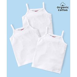 Babyhug 100%  Organic Cotton Sleeveless Slips Pack Of 3 - White