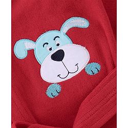 Babyhug Terry Full Sleeves Hooded Bath Robe With Dog Patch- Red