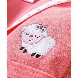 Babyhug Terry Full Sleeves Hooded Bath Robe With Sheep Patch- Pink