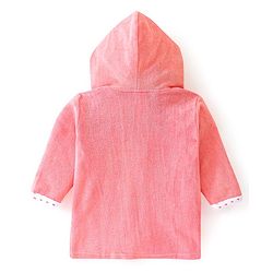 Babyhug Terry Full Sleeves Hooded Bath Robe With Sheep Patch- Pink