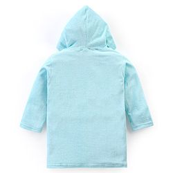 Babyhug Terry Full Sleeves Hooded Bath Robe With Zebra Patch- Blue