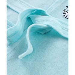 Babyhug Terry Full Sleeves Hooded Bath Robe With Zebra Patch- Blue
