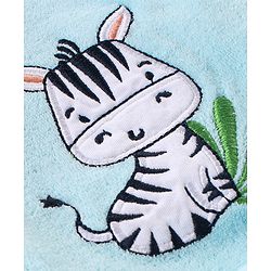 Babyhug Terry Full Sleeves Hooded Bath Robe With Zebra Patch- Blue