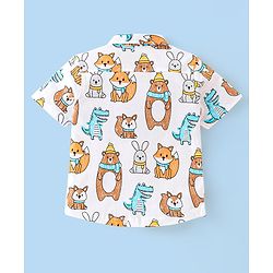 Babyhug 100% Cotton Knit Half Sleeves Animal Print Shirt - White