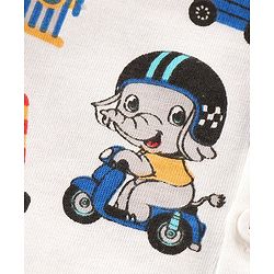 Babyhug 100% Cotton Knit Half Sleeves Vehicle Print Shirt - OffWhite