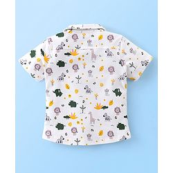 Babyhug 100% Cotton Half Sleeves Shirt Lion & Zebra Print- Off White