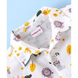 Babyhug 100% Cotton Half Sleeves Shirt Lion & Zebra Print- Off White