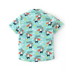 Babyhug 100% Cotton Knit Half Sleeves Regular Shirt Croc with Surf Board Print - Blue