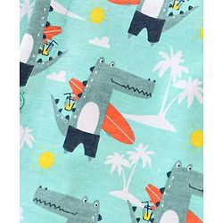 Babyhug 100% Cotton Knit Half Sleeves Regular Shirt Croc with Surf Board Print - Blue