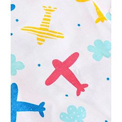 Babyhug 100% Cotton Knit Half Sleeves Shirt With Aeroplane Print - White