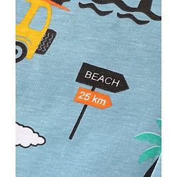 Babyhug 100% Cotton Knit Half Sleeves Regular Shirt with Car Print - Blue