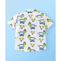 Babyhug 100% Cotton Knit Half Sleeves Regular Shirt with Car Print - White