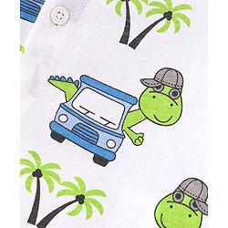 Babyhug 100% Cotton Knit Half Sleeves Regular Shirt with Car Print - White