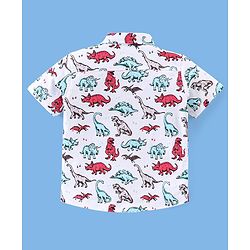 Babyhug Cotton Knitted Half Sleeves Dino Print Shirt- White