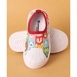 Cute Walk by Babyhug Slip On Casual Shoes with Jungle Animal Design - Red & White
