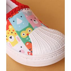 Cute Walk by Babyhug Slip On Casual Shoes with Jungle Animal Design - Red & White