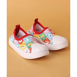 Cute Walk by Babyhug Slip On Casual Shoes with Jungle Animal Design - Red & White
