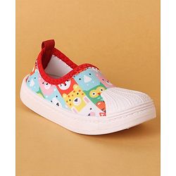 Cute Walk by Babyhug Slip On Casual Shoes with Jungle Animal Design - Red & White