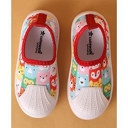 Cute Walk by Babyhug Slip On Casual Shoes with Jungle Animal Design - Red & White