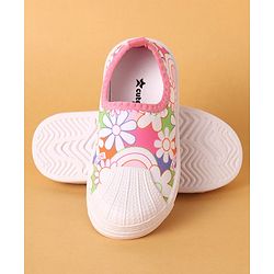 Cute Walk by Babyhug Slip On Casual Shoes with Floral Design - Pink & White
