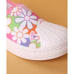 Cute Walk by Babyhug Slip On Casual Shoes with Floral Design - Pink & White