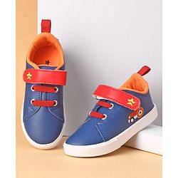 Cute Walk by Babyhug Casual Shoes with Velcro Closure Car Print - Blue & Orange