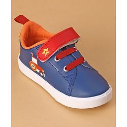 Cute Walk by Babyhug Casual Shoes with Velcro Closure Car Print - Blue & Orange