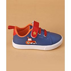 Cute Walk by Babyhug Casual Shoes with Velcro Closure Car Print - Blue & Orange