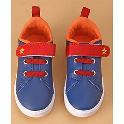 Cute Walk by Babyhug Casual Shoes with Velcro Closure Car Print - Blue & Orange