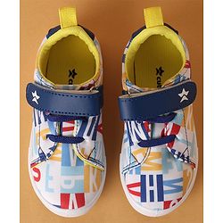 Cute Walk by Babyhug Velcro Closure Casual Shoes with Alphabet Design - Blue & White