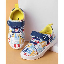 Cute Walk by Babyhug Velcro Closure Casual Shoes with Alphabet Design - Blue & White