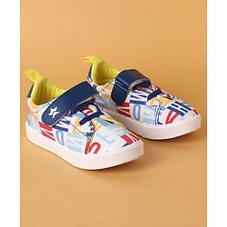 Cute Walk by Babyhug Velcro Closure Casual Shoes with Alphabet Design - Blue & White