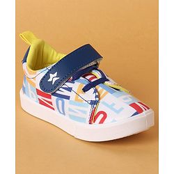 Cute Walk by Babyhug Velcro Closure Casual Shoes with Alphabet Design - Blue & White