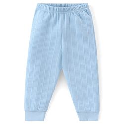 Babyhug Cotton Full Length Thermal Pants Solid Colour - Blue
