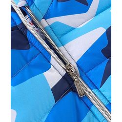 Babyhug Woven Full Sleeves Hooded Jacket Camo Print - Blue