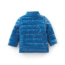 Babyhug Full Sleeves Solid Colour Padded Jacket with Detachable Hood - Blue